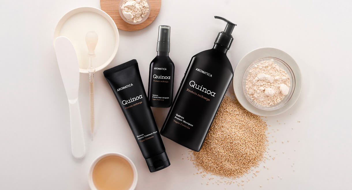 Бессульфатный шампунь с протеинами для повреждённых волос AROMATICA Quinoa Protein Hair Shampoo