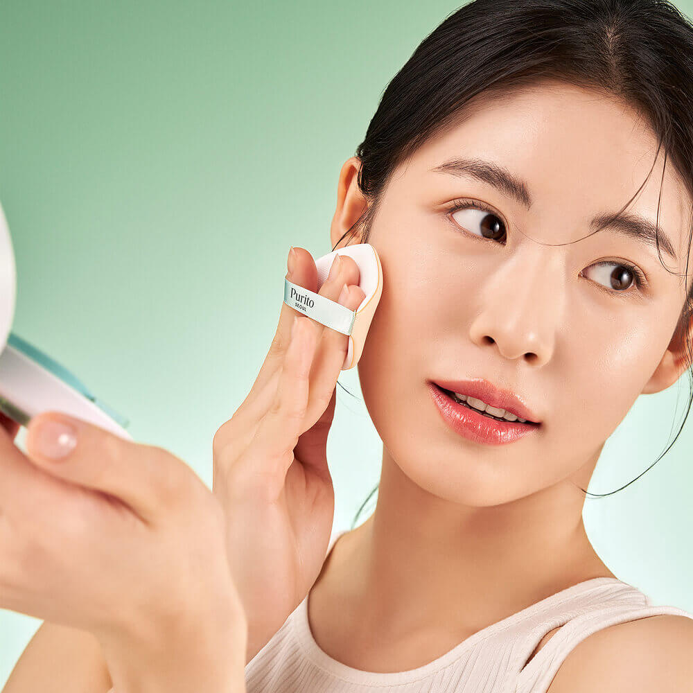 Стойкий полуматовый кушон с центеллой Purito Seoul Wonder Releaf Centella BB Cushion SPF30 PA+++