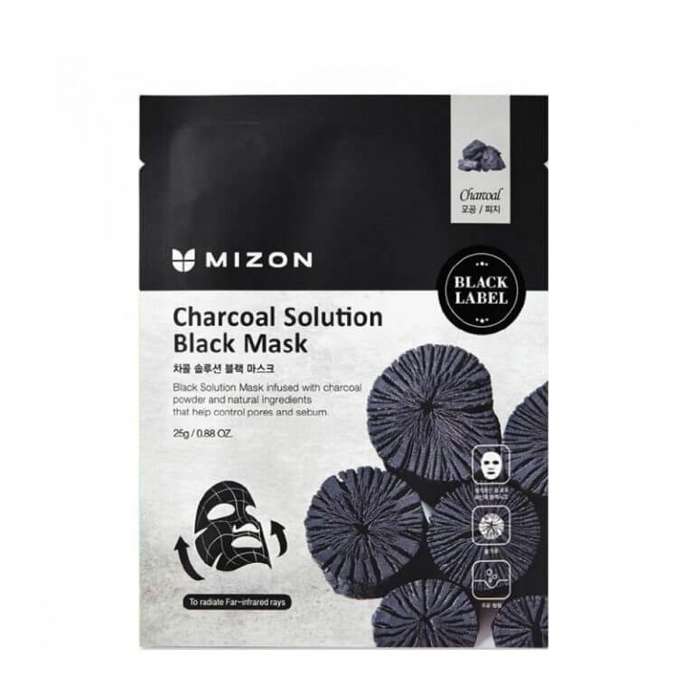 Черная маска с  углем для очищения пор Mizon Charcoal Solution Black