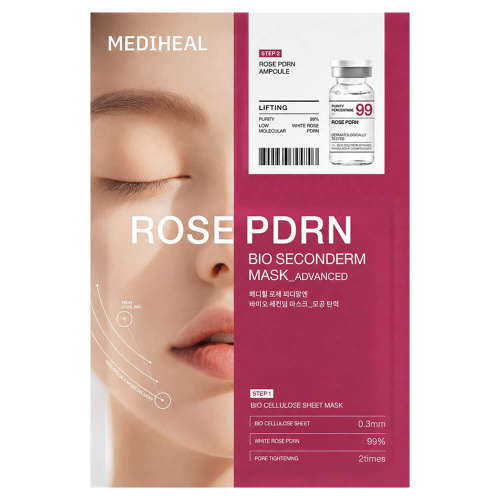 Тканевая лифтинг-маска с ПДРН Mediheal Rose PDRN Bio Seconderm Mask Lifting