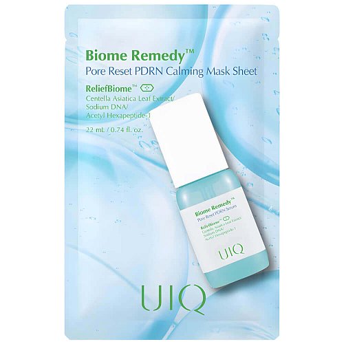 Успокаивающая маска с ПДРН и центеллой UIQ Biome Remedy Pore Reset PDRN Calming Mask Sheet