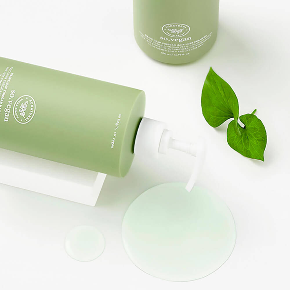 Шампунь с уксусом и коллагеном против выпадения волос So Natural So Vegan Heartleaf Vinegar Hair Loss Shampoo