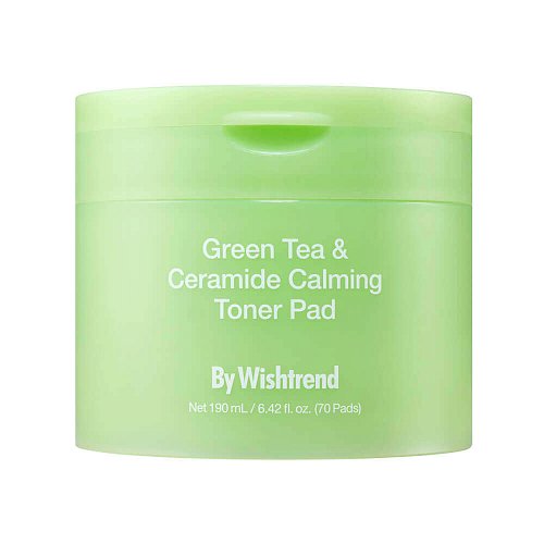 Успокаивающие пэды с зелёным чаем и церамидами By Wishtrend Green Tea & Ceramide Calming Toner Pad