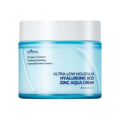 Увлажняющий крем для сужения пор IsNtree Ultra-low Molecular Hyaluronic Acid Zinc Aqua Cream