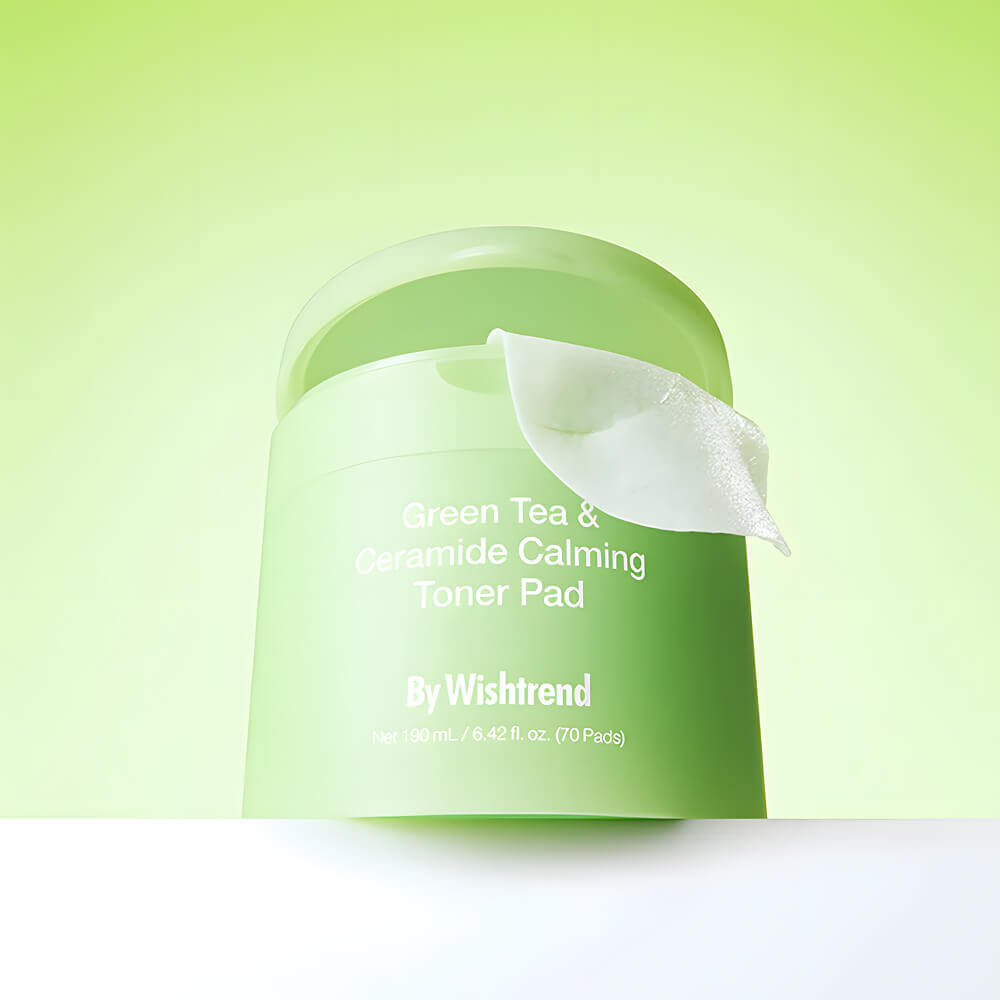 Успокаивающие пэды с зелёным чаем и церамидами By Wishtrend Green Tea & Ceramide Calming Toner Pad