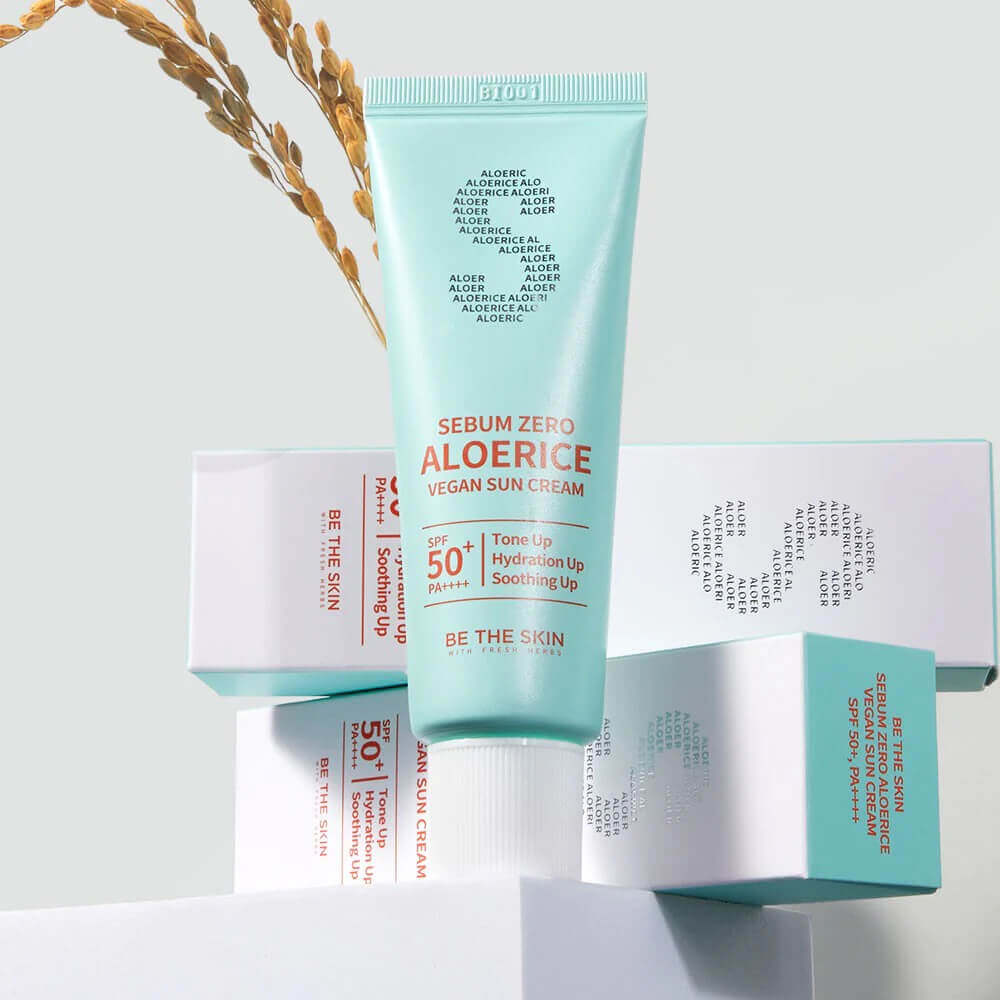 Себорегулирующий солнцезащитный крем Be The Skin Sebum Zero Aloerice Vegan Sun Cream SPF50+ PA++++