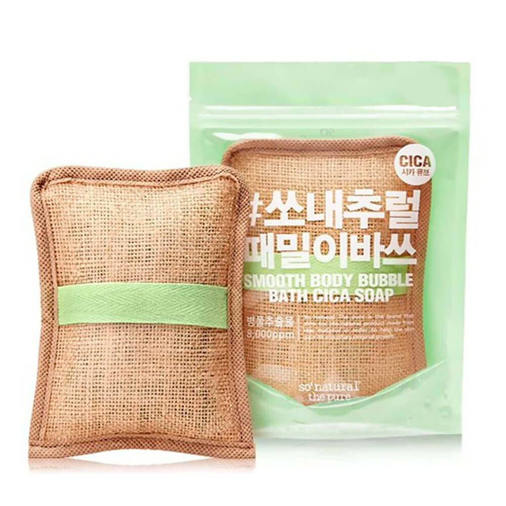 Натуральная мочалка-скраб для тела с центеллой So Natural Smooth Body Bubble Bath Cica