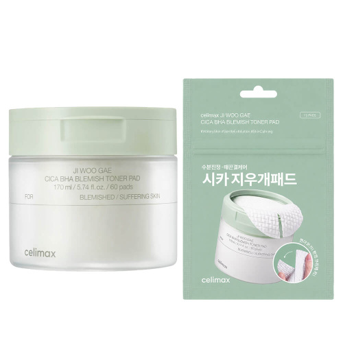 Пилинг-пэды от воспалений Celimax Ji Woo Gae Cica BHA Blemish Toner Pad