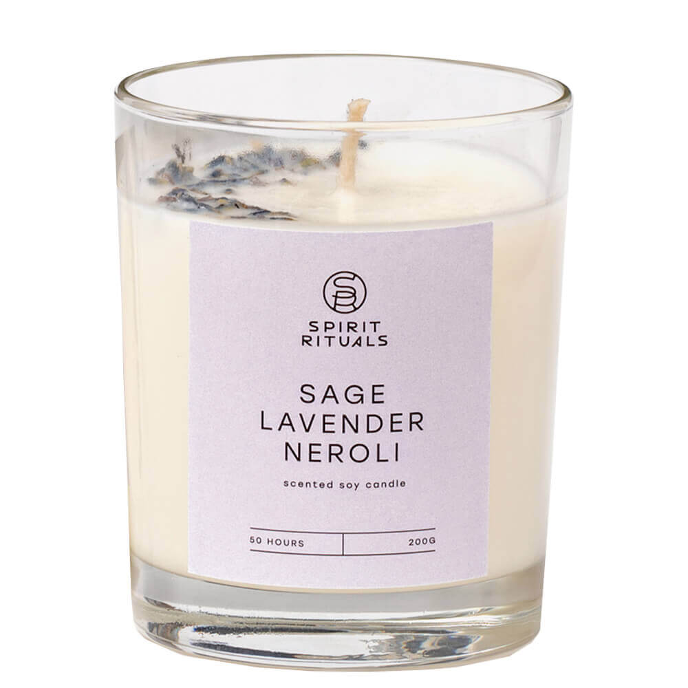 Соевая свеча с эфирным маслом лаванды Spirit Rituals Sage Lavender Neroli Scented Soy Candle - 200 г