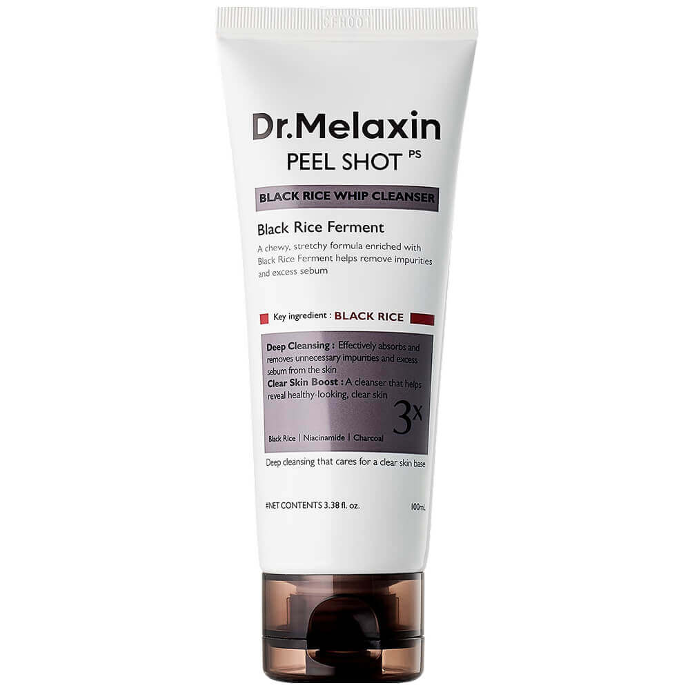 Пенка с углём для глубокого очищения кожи Dr.Melaxin Peel Shot Black Rice Whip Cleanser