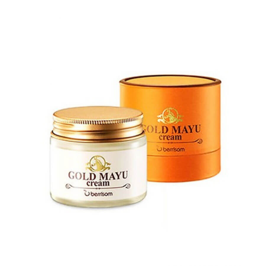 Лечебный крем для лица с лошадиным молоком и золотом Berrisom Gold Mayu Cream