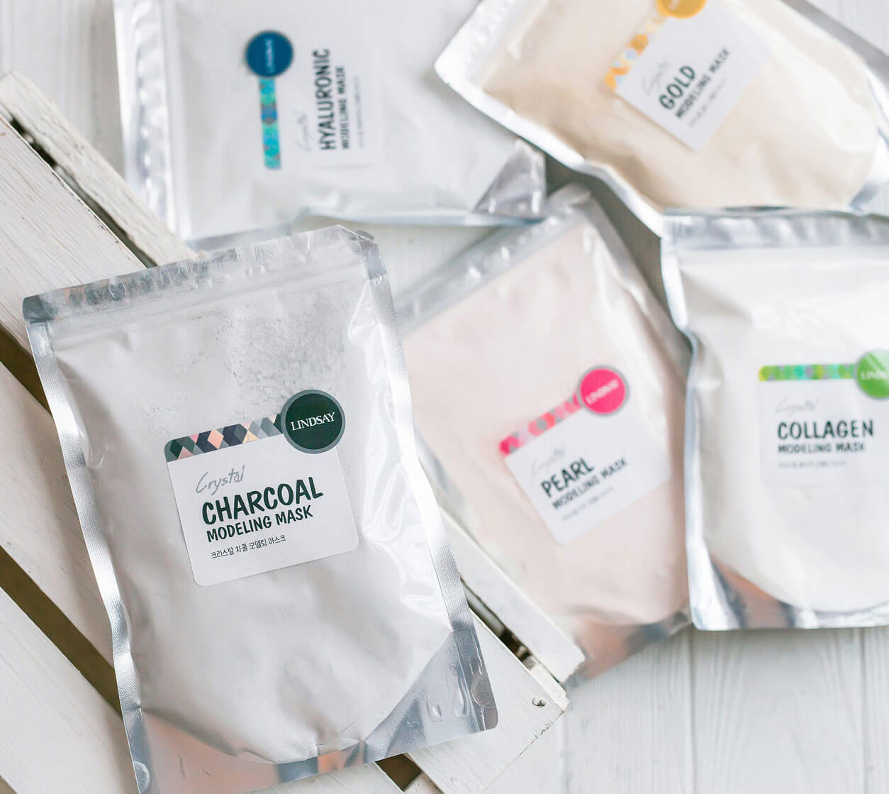 Альгинатные маски с ложкой-лопаткой Lindsay Crystal Modeling Mask Pack 