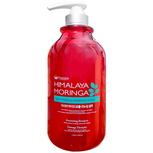 Укрепляющий шампунь с экстрактом ламинарии Pogonia Himalaya Moringa Kelp Hydrozol Renewing Shampoo