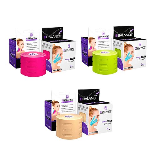 Перфорированный кинезио тейп против отёчности BBTape Lymph Face 5см*5м 