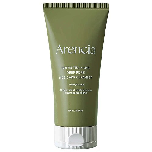 Очищающая пенка с кислотами Arencia Green Tea + LHA Deep Pore Rice Cake Cleanser