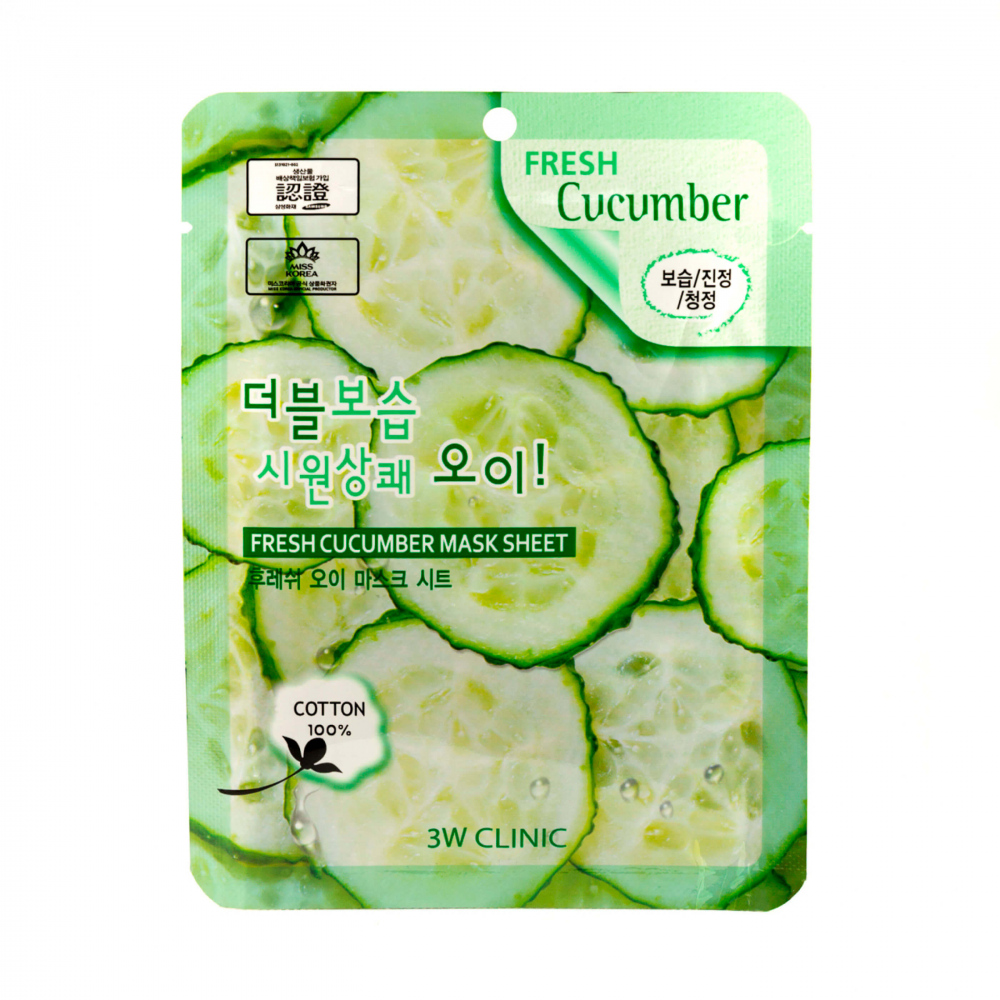 Тканевые маски 3W CLINIC Fresh Mask Sheet Cucumber