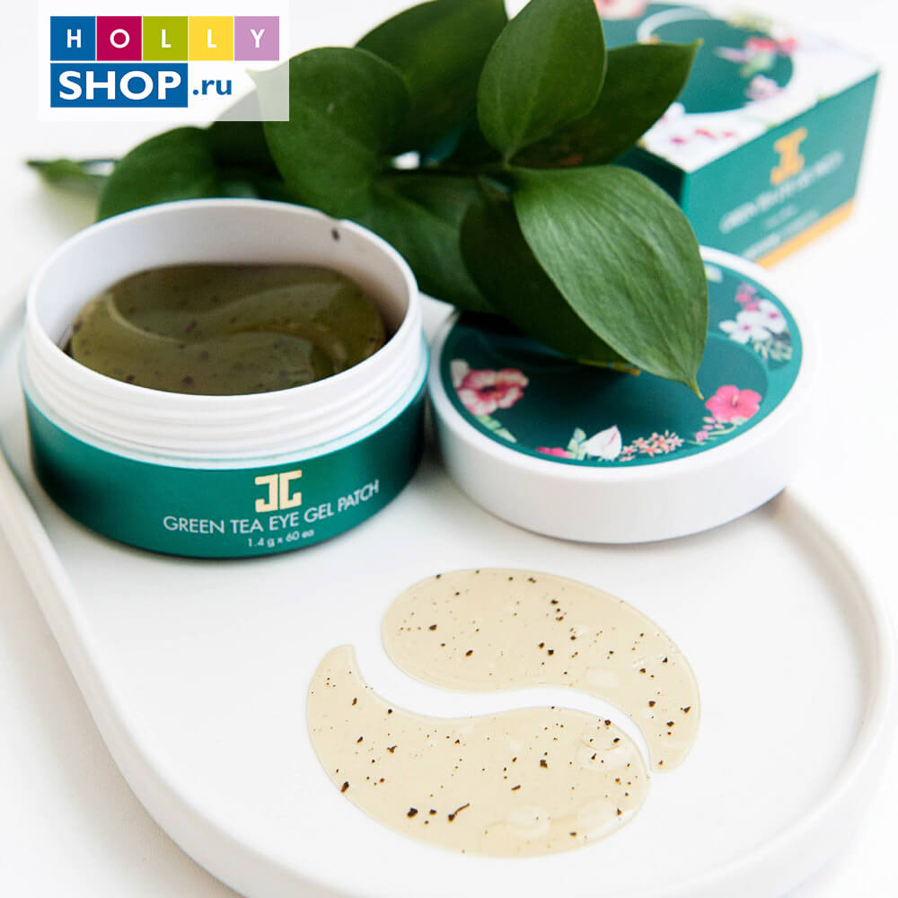 Гидрогелевые патчи с лепестками зелёного чая Jayjun Cosmetic Green Tea Eye Gel Patch