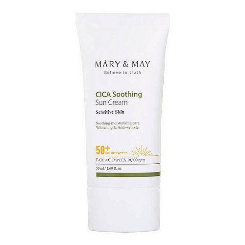 Успокаивающий солнцезащитный крем с центеллой Mary&May CICA Soothing Sun Cream SPF50+ PA++++