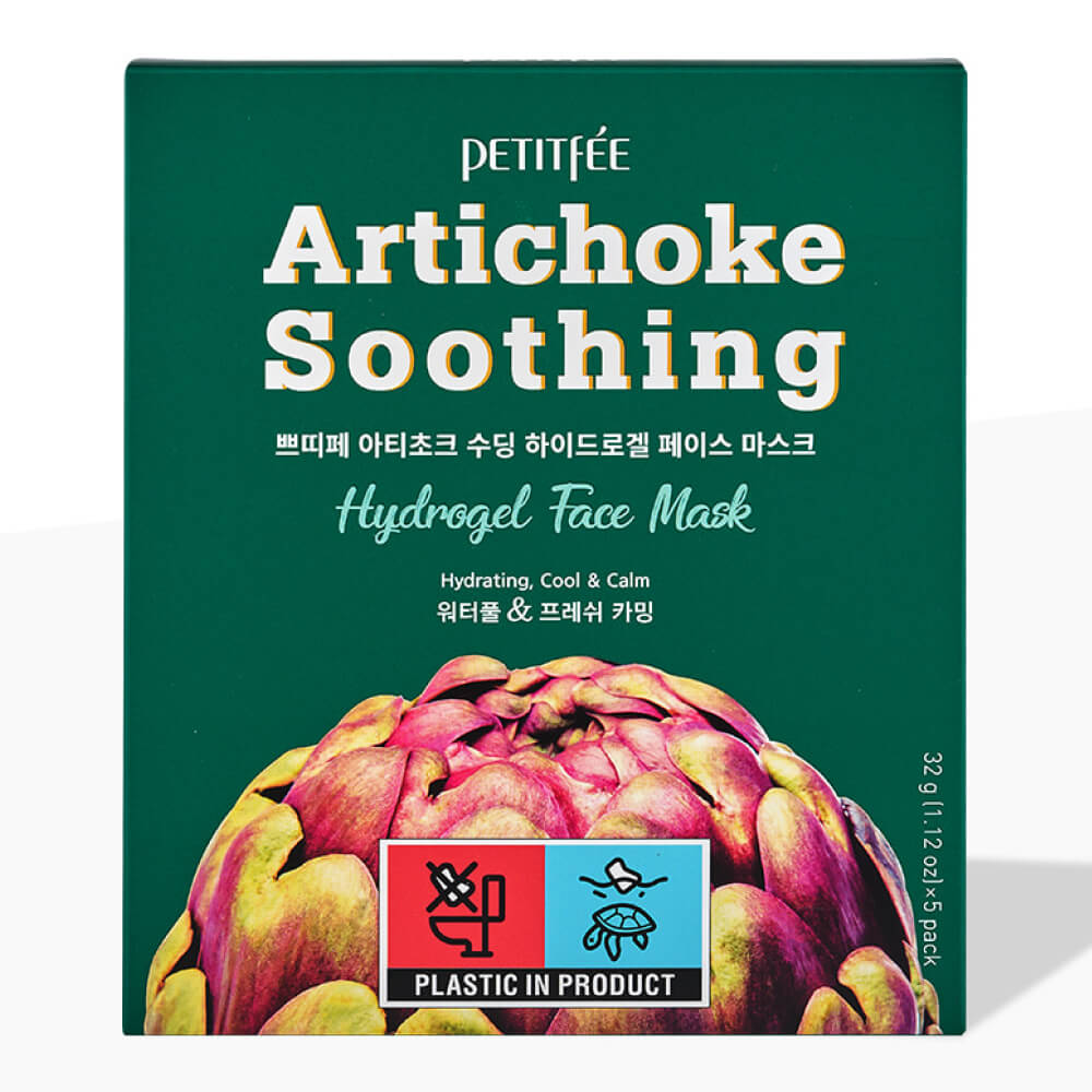КОРОБКА Противоотёчная гидрогелевая маска Petitfee Artichoke Soothing Hydrogel Face Mask