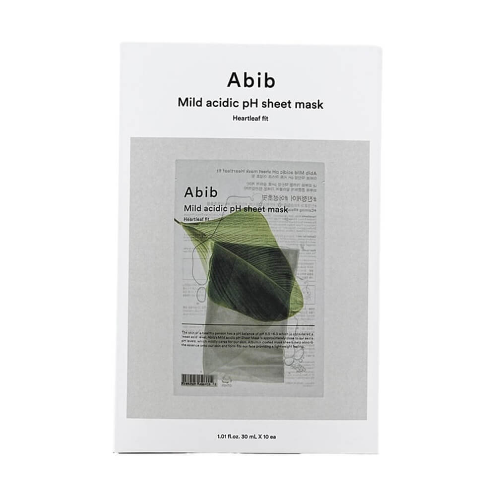 КОРОБКА Успокаивающая слабокислотная маска Abib Mild Acidic pH Sheet Heartleaf Fit Mask
