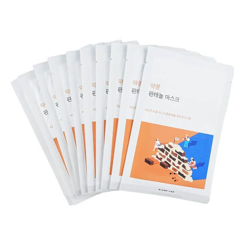 КОРОБКА Барьерная тканевая маска с чёрной соей и пантенолом Round Lab Soybean Panthenol Mask
