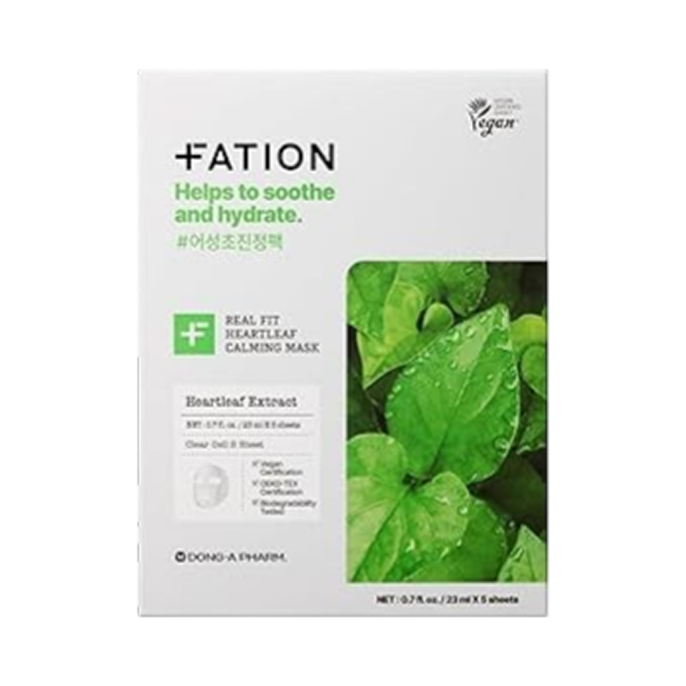 КОРОБКА Успокаивающая тканевая маска FATION Real Fit Heartleaf Calming Mask