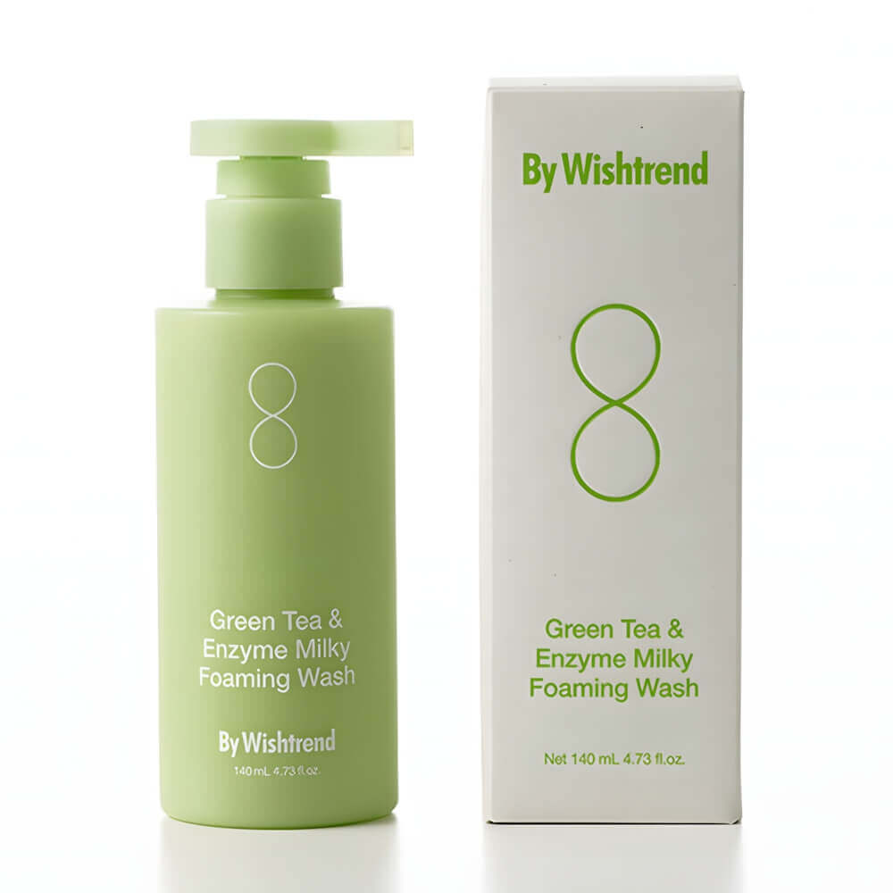 Энзимное средство для умывания с зелёным чаем By Wishtrend Green Tea & Enzyme Milky Foaming Wash