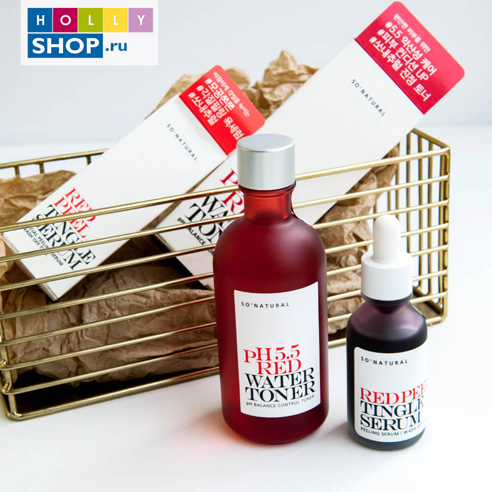 Слабокислотный успокаивающий тонер So Natural 5.5 Red Water Toner 130 мл