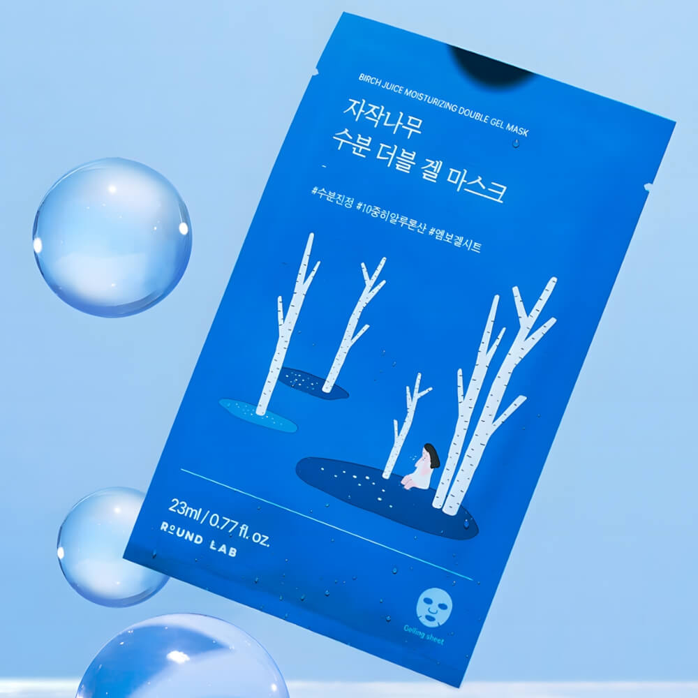Охлаждающая гелевая маска с берёзовым соком Round Lab Birch Juice Moisturizing Double Gel Mask
