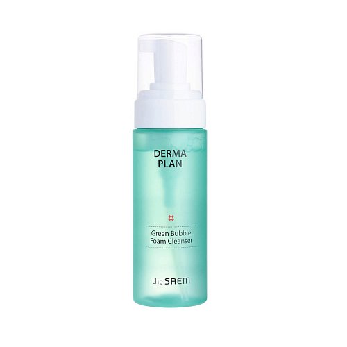Успокаивающая пенка для проблемной кожи The Saem Derma Plan Green Bubble Foam Cleanser