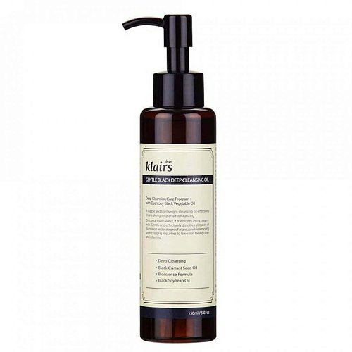 Натуральное гидрофильное масло Dear, Klairs Gentle Black Deep Cleansing Oil 