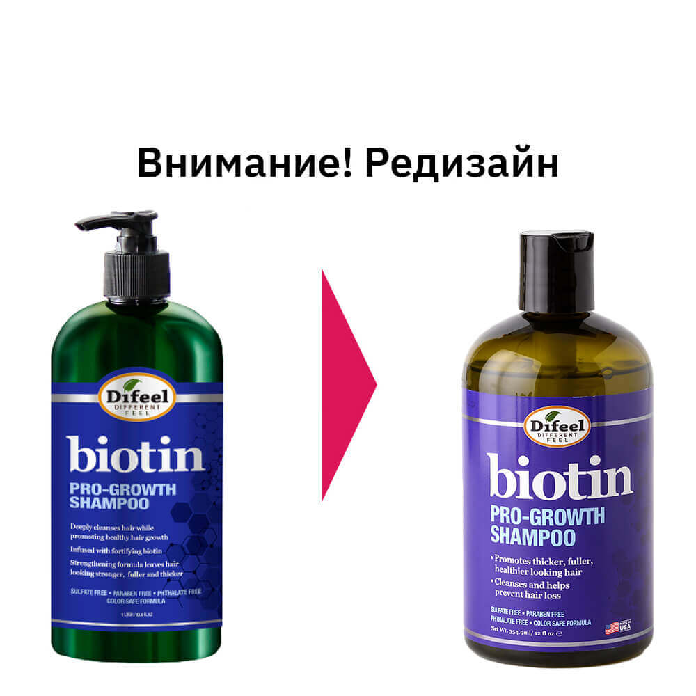 Защитный шампунь для роста волос с биотином Difeel Biotin Pro-growth Shampoo