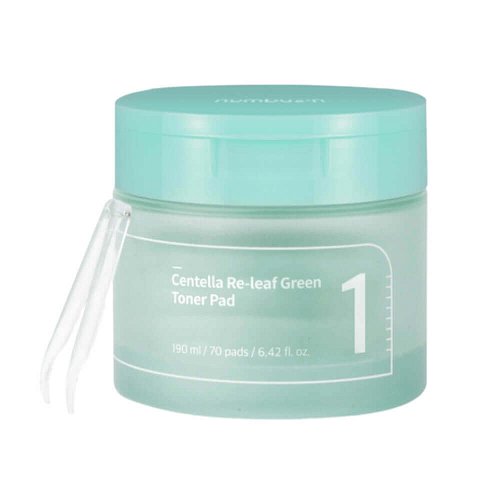 Веганские успокаивающие тонер-пэды с центеллой numbuzin No.1 Centella Re-Leaf Green Toner Pad
