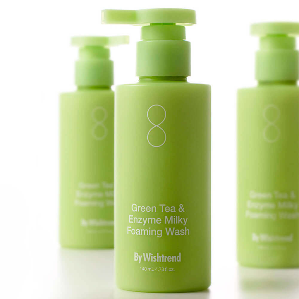 Энзимное средство для умывания с зелёным чаем By Wishtrend Green Tea & Enzyme Milky Foaming Wash