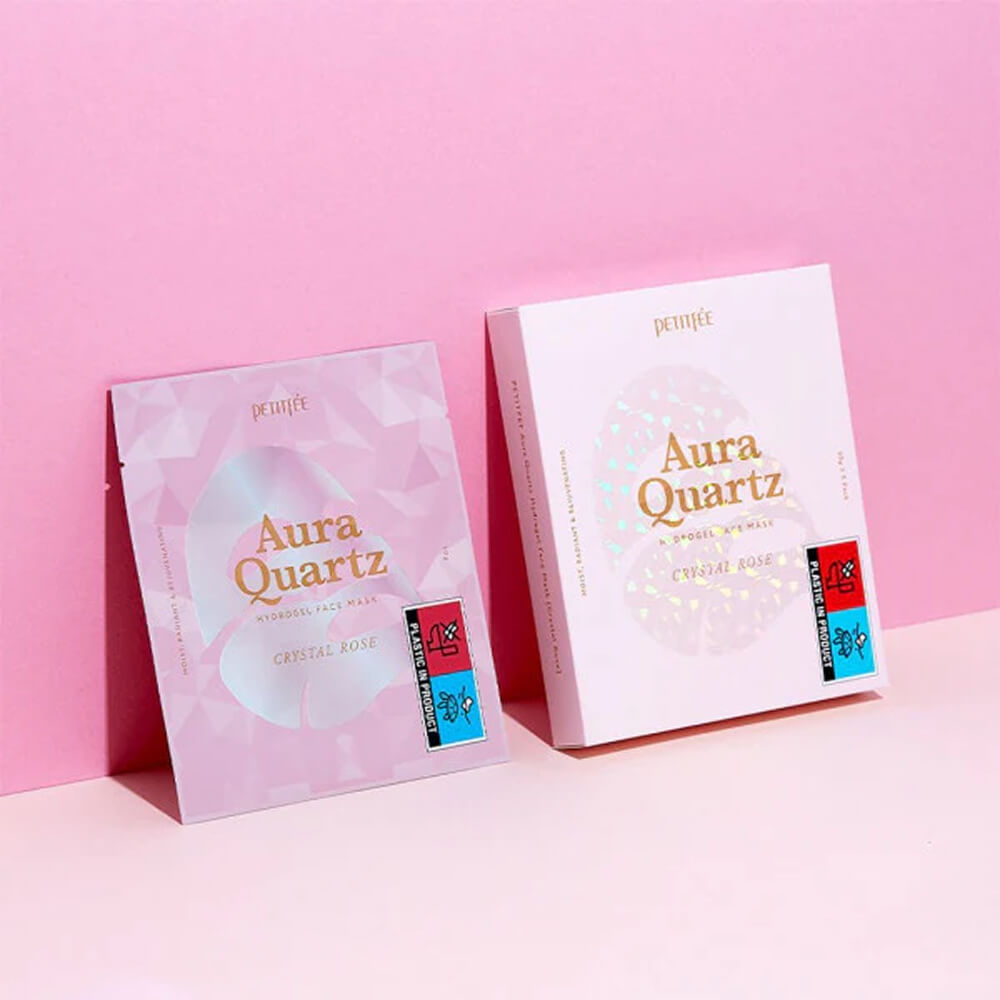 КОРОБКА Гидрогелевая маска с жемчужной пудрой Petitfee Aura Quartz Hydrogel Face Mask