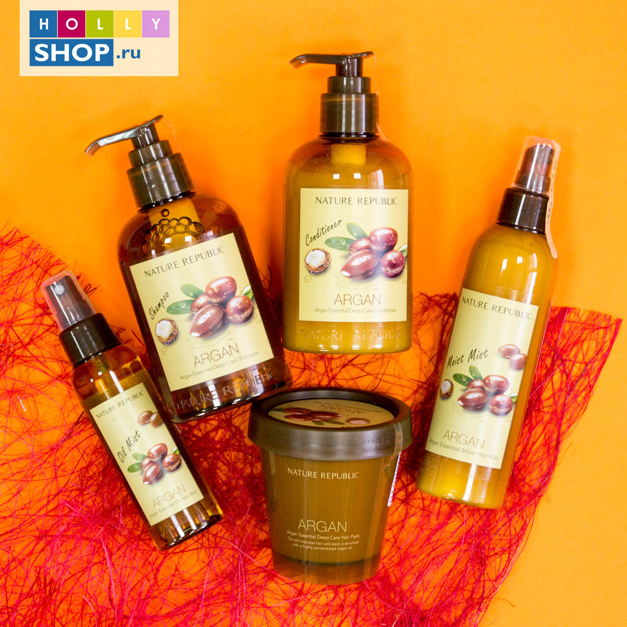 Укрепляющая маска для волос с маслом арганы Nature Republic Argan Essential Deep Care Hair Pack