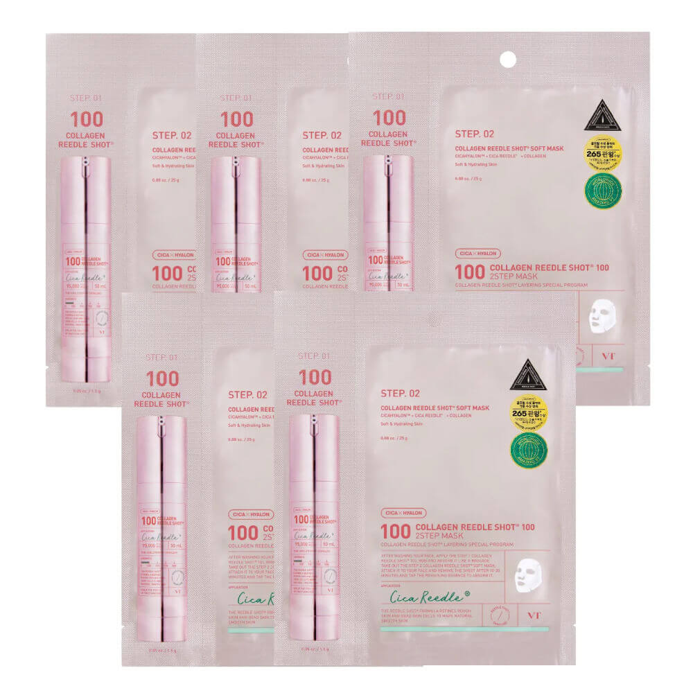 КОРОБКА Двухфазная маска с микроиглами и коллагеном VT Cosmetics Collagen Reedle Shot 100 2step Mask