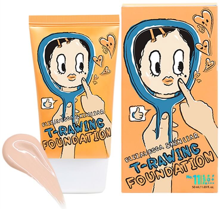 Легкий тональный крем Elizavecca Skin Liar T-Rawing Foundation SPF50+PA+++ №11