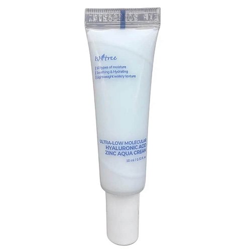 Миниатюра Увлажняющий крем для сужения пор IsNtree Ultra-low Molecular Hyaluronic Acid Zinc Aqua Cream 10 мл