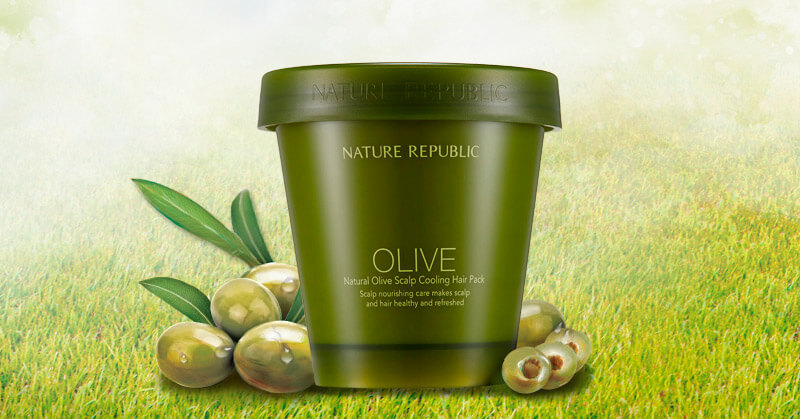 Охлаждающая оливковая маска для волос и кожи головы Nature Republic Natural Olive Scalp Cooling Hair Pack