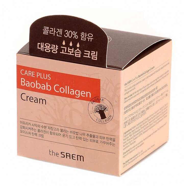 Увлажняющий коллагеновый крем для лица с экстрактом баобаба The Saem Care Plus Baobab Collagen Cream