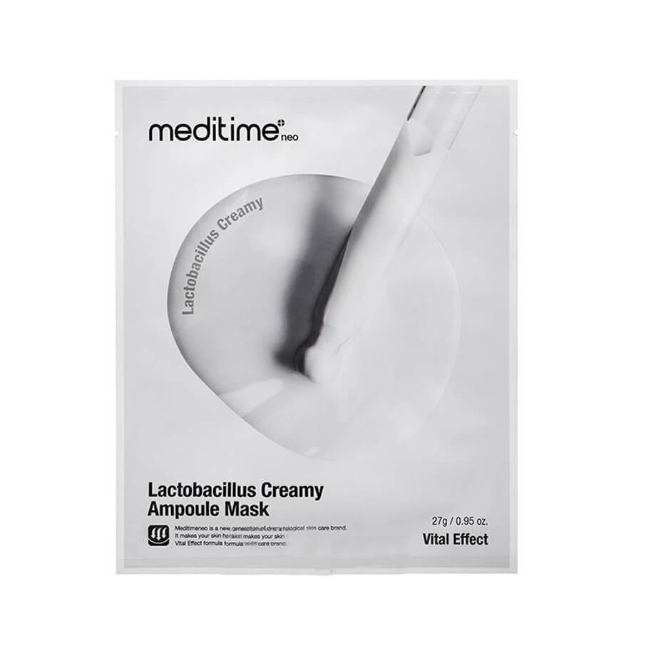 Регенерирующая тканевая маска с пробиотиками Meditime Lactobacillus Creamy Ampoule Mask