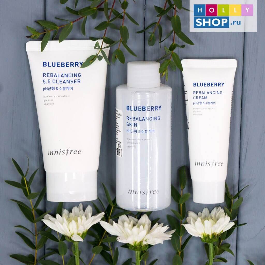 Линейка балансирующих средств для лица с голубикой Innisfree Blueberry Rebalancing
