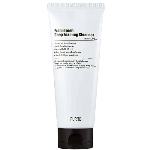 Слабокислотная пенка с центеллой и зеленым чаем Purito From Green Deep Foaming Cleanser